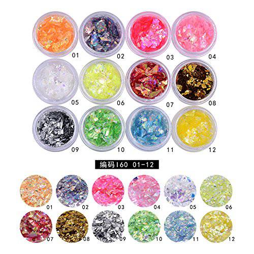 MEILINDS 3D Glitter Sequins Nail Art Tips Charms Butterfly Design Manicure Nail Decoration 12 Colors