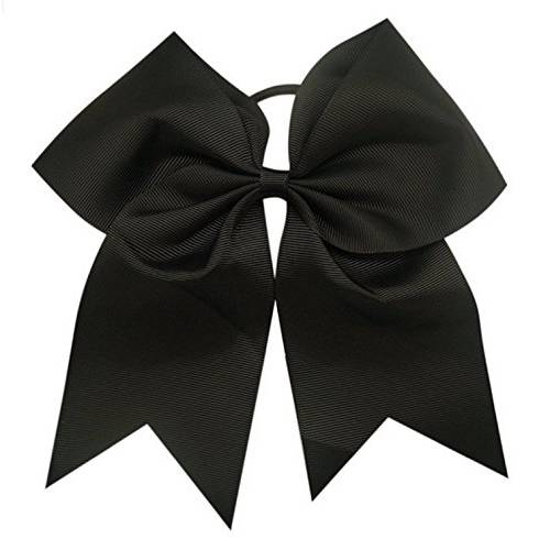 Kenz Laurenz Cheer Bows Black Cheerleading Softball - Gifts for Girls and Women Team Bow with Ponytail Holder Complete Your Cheerleader Outfit Uniform Strong Hair Ties Bands Elastics