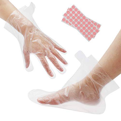 Segbeauty Paraffin Wax Bags for Hands & Feet, 100 Counts Plastic Paraffin Wax Liners, Disposable Therapy Wax Refill Sock Glove Paraffin Bath Mitt Cover for Therabath Wax Treatment Paraffin Wax Machine