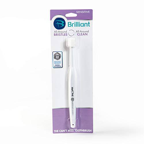 Brilliant Sensitive Toothbrush – Great for Diabetics, Seniors, and those with Dry Mouth, White, 3 Count