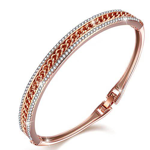 Menton Ezil Spiritual Guidance Crystal Bangle Bracelets for Women Girls Ladies Rose Gold Adjustable Jewelry Fashion Collections