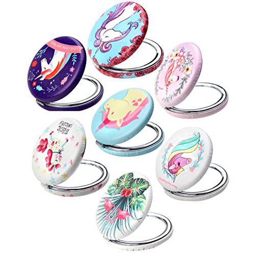 7pc Set Double Compact Cosmetic Makeup Round Pocket Purse Magnification Jewel Mirror (2-7pc)