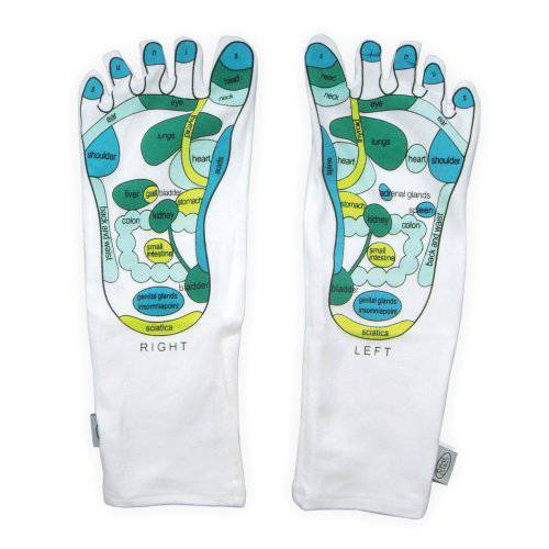 Deluxe Comfort Women’s Smart Step Moisturizing Spa Socks, One Size Fits All – Reflexology Single Toe Design – Helps Prevent Dry Skin – Far East Healing Principles – Socks, White