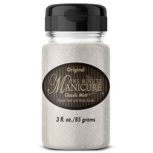 One Minute Manicure – Moisturizing Salt Scrub – 3 oz – Professionally Formulated To Exfoliate, Recondition & Moisturize Skin – Enhanced With Botanical Oils & Natural Sea Salts (Classic Mint)