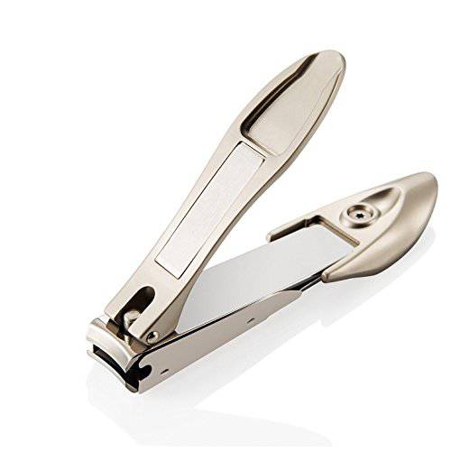 Nail Clipper with Catcher, Slanted Edge Nail Cutting Clippers Stainless Steel Fingernail Cutter Trim with File for Men and Women