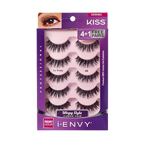 iENVY by KISS So WispyiENVY by KISS So Wispy Eyelashes 5 Pair Multi Pack (KPEM65) (1 PACK) Natural Wispy Style Made with Natural Hair