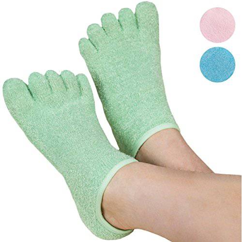 LE EMILIE 5 Toe Moisturizing Gel Socks | Perfect Gift for Healing Dry Cracked Heels and Feet | Infused with Aromatherapy Blend of Lavender and Jojoba Oil | 1 Pair, Pink