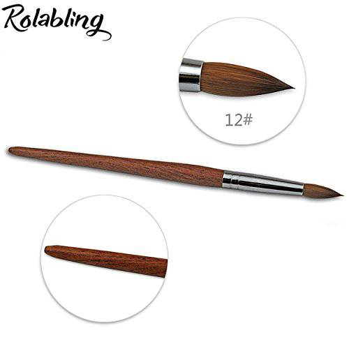 Rolabling Professional Red Wooden Nail Brush Kolinsky Sable Hair Nail Tool Acrylic Nail Art Brush (Size 14)