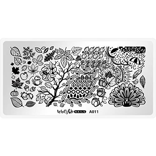 Whats Up Nails - A021 Leaf Pile Stamping Plate for Autumn Nail Art Design