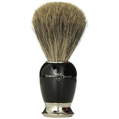 Edwin Jagger 81SB587 Simulated Pure Badger Hair Shaving Brush with Nickel Plated Collar and End Cap, Ivory