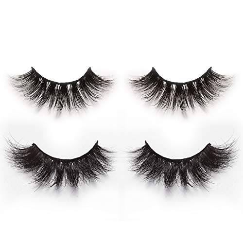 Mink Eyelashes 3D Natural or Dramatic Look,Fluffy 100% Real Mink Hair False Lashes 2 Pack with Hand-made Mirror Box in Variety Style:Refer to the 3D Video to Choose Yours