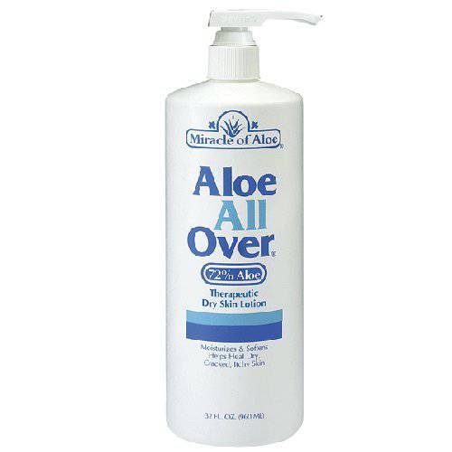 Miracle of Aloe All Over Lotion Cream 32 Oz Pump Best Dry Lotion You’ll Ever Use Guaranteed Ideal Dry Skin Lotion for Your Whole Body, Foot, Hand, Arms, Legs, Shoulders. Hydrate & Moisturize Your Skin with This Gentle Soothing Lotion. Dry, Flaking, Itching, Rough Skin.