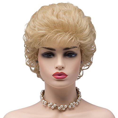 BESTUNG Ladies Blonde Short Curly Synthetic Full Hair Wigs (blonde)