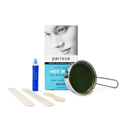 HOT (Hard) Wax Strip-Free (120g), Parissa Salon Style Hair removal waxing Kit for bikini, brazilian, face, upper lip, Eyebrow With after care Azulene oil
