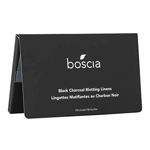 boscia Blotting Linens - Vegan Natural Clean Skincare. Oil Control Blotting Paper, Face Blotting Sheets, Travel Size 100 ct. Black Charcoal