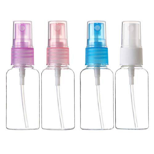 Honbay 4PCS 50ml 1.7oz Portable Refillable Plastic Spray Bottles Empty Makeup Clear Sprayer Bottle with Fine Mist Travel Sized Spray Bottle