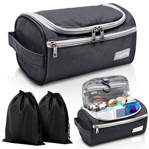 Travel Toiletry Bag - Small Portable Hanging Cosmetic Organizer for Men & Women | Makeup, Toiletries, Hygiene Accessories, Shaving Kit, Clippers & Grooming Tools | Waterproof | Bathroom, Shower, Gym