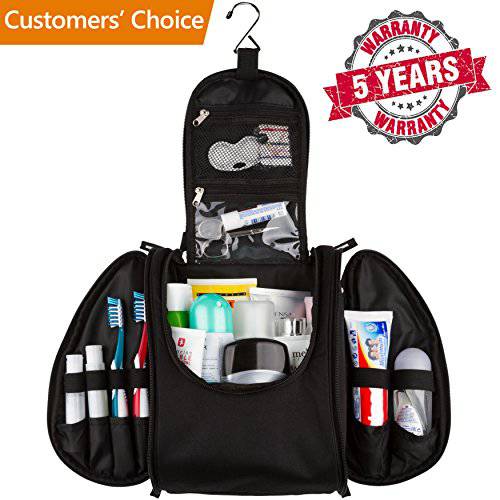 42 Travel Hanging Toiletry Bag – Large Kit Organizer for Men & Women – Spacious & Compact, 17 Compartments for all you need - Strong Zippers, Sturdy Hook, Water Resistant