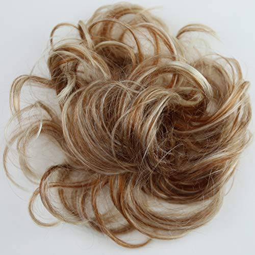 PRETTYSHOP 100% HUMAN HAIR Scrunchie Hair Piece Updo Braid Hair Scrunchy Messy Bun Light Brown Blonde Mix H312p