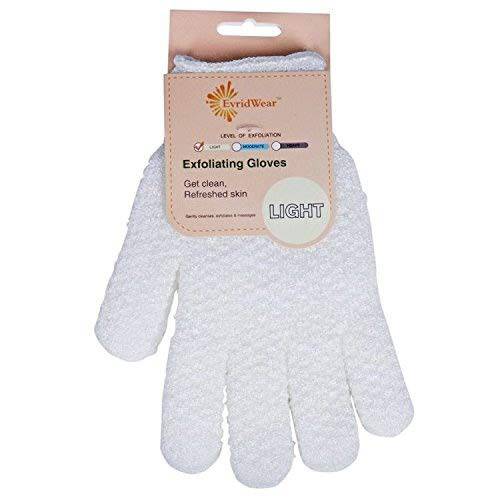 Evridwear Exfoliating Dual Texture Bath Gloves for Shower, Spa, Massage and Body Scrubs, Dead Skin Cell Remover, Gloves with Hanging Loop (1 Pair Heavy Glove)