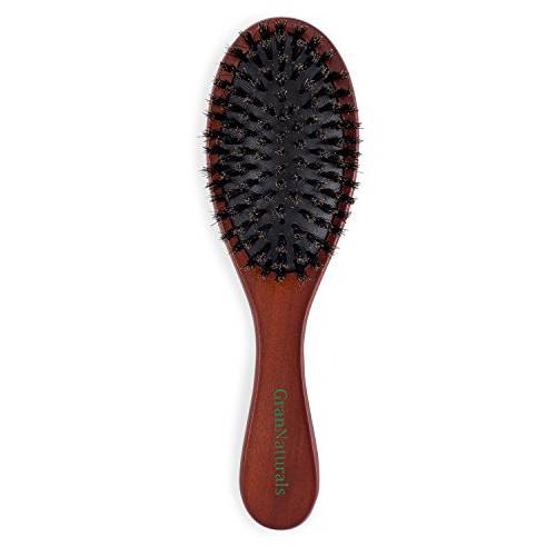 GranNaturals Boar Bristle Wooden Oval Hair Brush for Women and Men