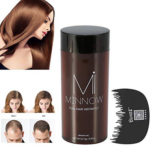 Hair Fibers, Hair Powder Minnow 4 Types Women Men Baldness Concealer Thickening Building Fibers Powder with Professional Hair Comb (Dark Brown)