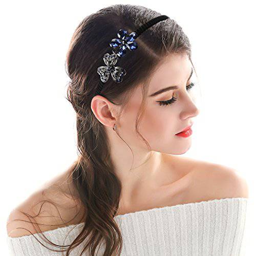 Simsly Crystal Headband with Flower Beaded Metal Hard Headpiece for Women and Girls (Color A) (Type 1)