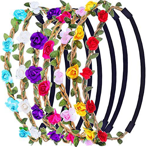 eBoot 7 Pieces Rose Flower Headband Hair Band for Women Girls Hair Accessories (Multicolor B)