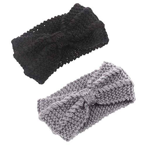 QUEXIAOMIN Womens Knitted Headband - Soft Crochet Bow Twist Hair Band Turban Headwrap Winter Ear Warmer (4ColorPackB)