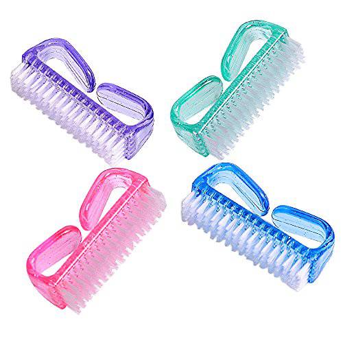 Handle Grip Nail Brush, Fingernail Scrub Cleaning Brushes for Toes and Nails Cleaner, Pedicure Brushes for Men and Women 4 Pack