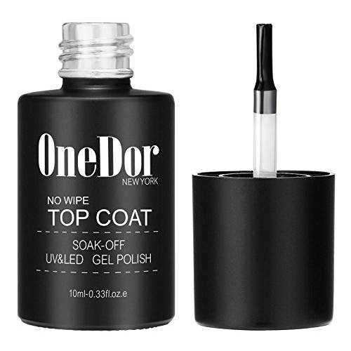 OneDor One Step No Wipe Top Coat Gel Polish, UV Led Cured Required Soak Off Gel Nail Polish (No Wipe Top Coat)