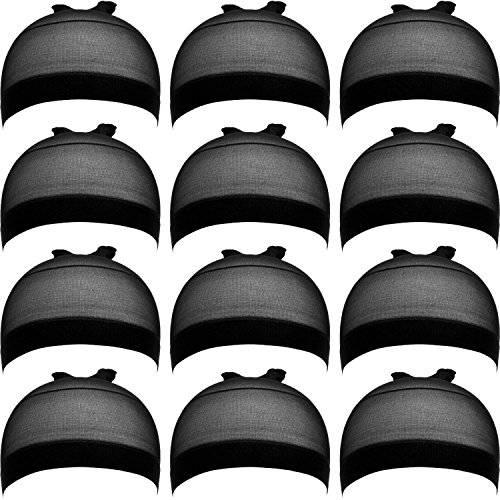 EBOOT 12 Pack Nylon Wig Caps for Women and Men (Light Brown)