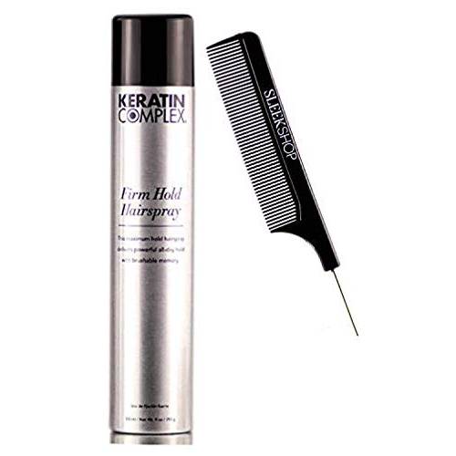 Keratin Complex Firm Hold Hairspray, Maximum Hold Aerosol Hair Spray (w/Sleek Comb) Powerful All Day Hold (9 oz)