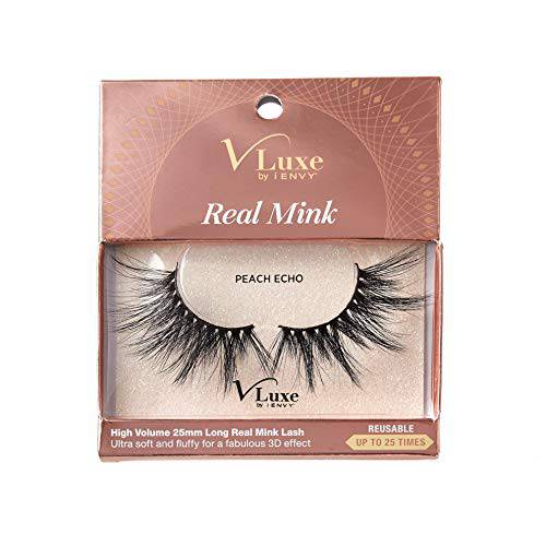 V Luxe by iEnvy False Eyelashes Real Mink Lashes Dramatic Long Eyelashes (Peach Echo)