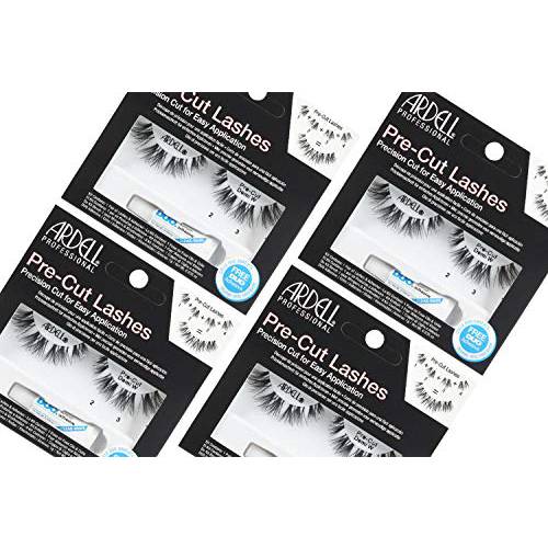 Ardell Pre-Cut False Lashes Demi Wispies with Free DUO adhesive, 4 packs