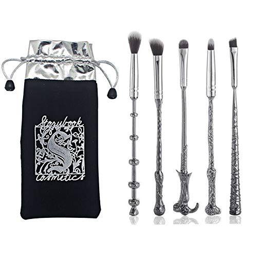 5 Pcs Makeup Brushes ,For Harry Potter Fans Wizard Wand Set Kit ,in a Gift Bag, Perfect for Eyebrows, Eyeshadow Palette, Foundation, and Powder use(Black)