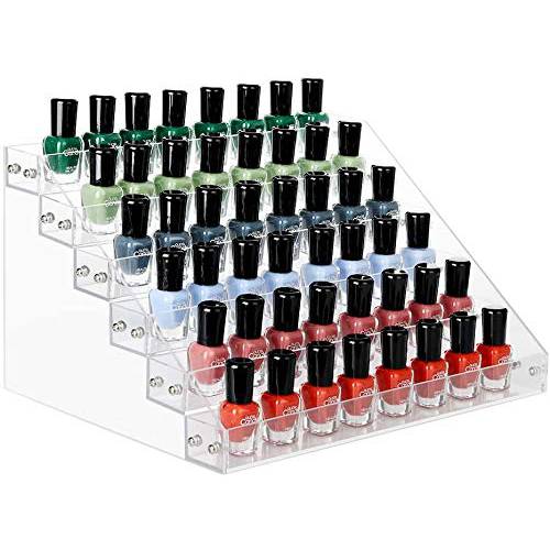 Kingtaily Nail Polish Organizer 72 Bottles of 6 Layers Acrylic Display Rack Storage Rack, Clear Essential Oil Stand Holder, Acrylic Sunglasses Organizer