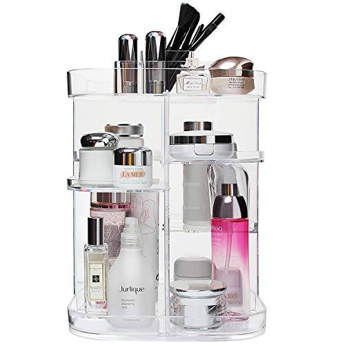 Boxalls Makeup Organizer 360 Degree Rotating Storage, Multi-Function Clear Carousel Cosmetic Organizer with 5 Layers Large Capacity, Great for Countertop Vanity Bathroom Bedroom, Square Shape