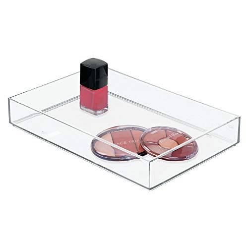 iDesign Clarity Plastic Drawer Organizer, Storage Container for Cosmetics, Makeup, and Accessories on Vanity, Countertop, Bathroom, or Cabinet, 8 x 12 x 2, Clear