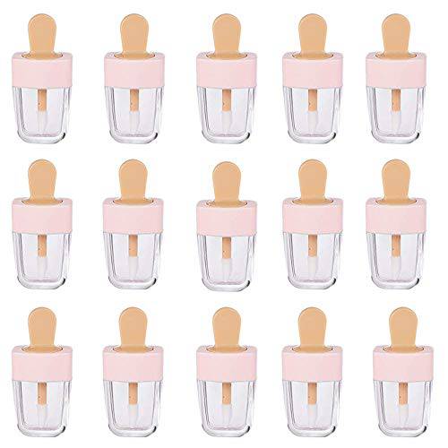 RONRONS 15 Pack Pink Ice-cream Shaped Empty Lip Gloss Tube Lip Balm Container DIY Cosmetic Sample Bottle