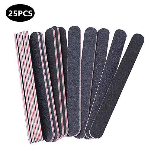 25 Count 80/80 Grit Coarse Nail Files for Acrylic Nails, Reusable Buffering Files Double Sided Emery Boards for Nails