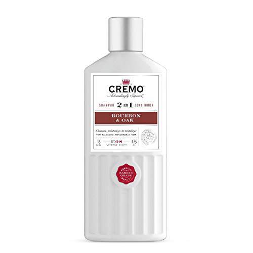 Cremo Barber Grade Bourbon & Oak 2-in-1 Shampoo & Conditioner, 16 Fl Oz (2-Pack)