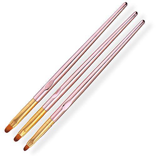 SILPECWEE 3 Pcs Rose Gold Round Brush Set Nail Art Brush Nail Painting Brush Manicure Tool Professional UV Gel 3D Nail Brushes Pen Set (7mm/9mm/10mm)