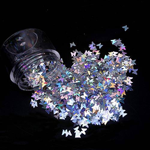 Laza Laser Butterfly Glitter Sparkle Shiny False Nail Sequins Acrylic Paillettes Redial Nails Affordable Large Package 20g Jars - Holographic Butterfly