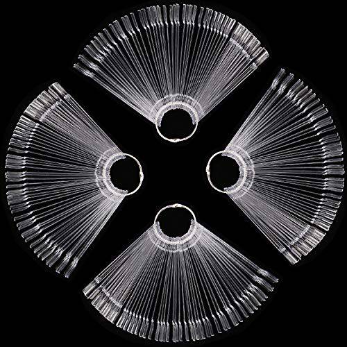 400 Tips Clear Nail Swatches Sticks Nail Art Supplies for Nail Art Polish Display and Home DIY Transparent Nail Practice Tips Sample Sticks Color Display Board Accessories with Ring