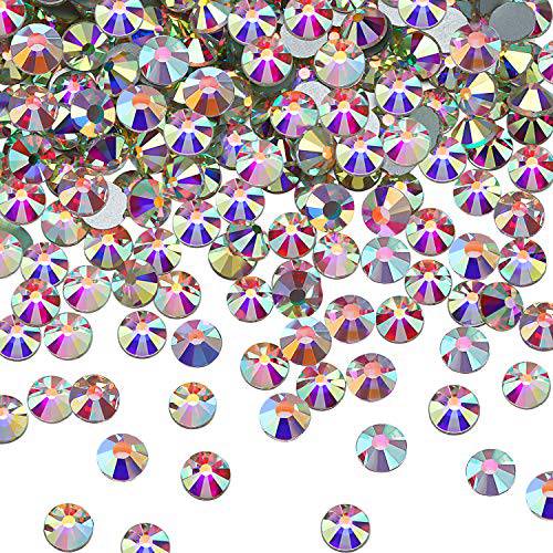 SS20 AB Crystal Diamond Rhinestones Flat Back Round Rhinestones Iridescent Crystals Round Beads Flat Back Glass (1440 Pieces)