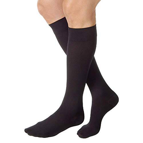 JOBST Relief Knee High 15-20 mmHg Compression Stockings, Closed Toe, Large Full Calf, Black
