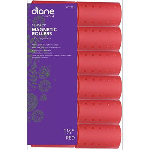 Diane Magnetic Hair Roller, Black, 2 1/2 Inch, Strong material, unbreakable material, curls, perm, holds hair in place, perfect for any hair style, sanitary, washable