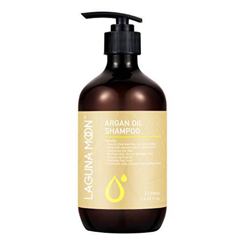 Lagunamoon Argan Oil Shampoo - Sulfate Free for Damaged, Dry, Curly, or Frizzy Hair - Thickening for Fine / Thin Hair - Safe for Color and Keratin Treated Hair (16.9 Oz)