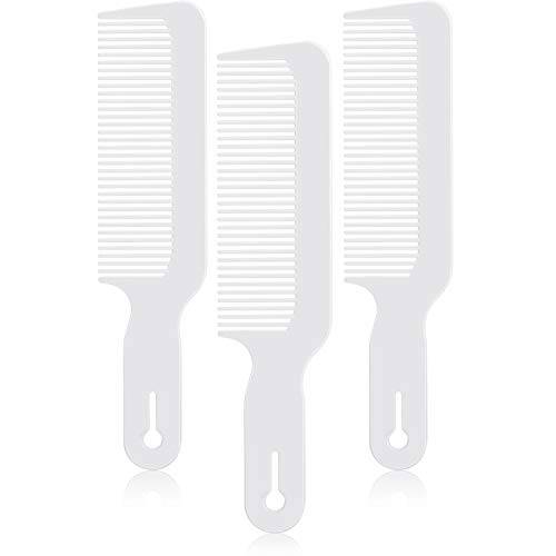 3 Pack Barber Combs Clipper Comb Flat Top Clipper Comb Hair Cutting Combs Great for Clipper-cuts and Flattops (White)
